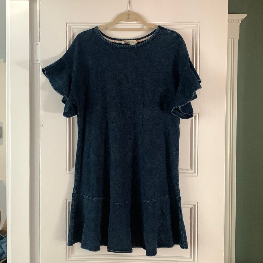 Anthropologie Saturday Sunday Ruffled Denim Dress